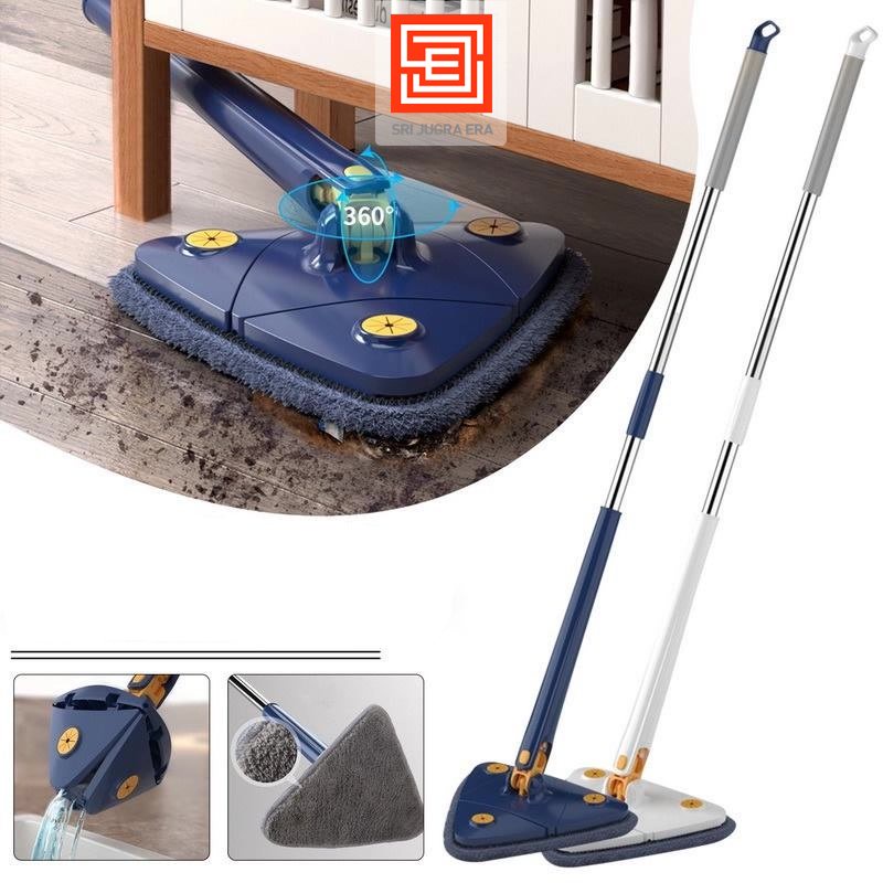 Telescopic Triangle Squeegee Mop 360 Rotatable Adjustable Cleaning Mop for  Tub/ Tile/ Floor/ 130CM Handle Reusable Spin Mop