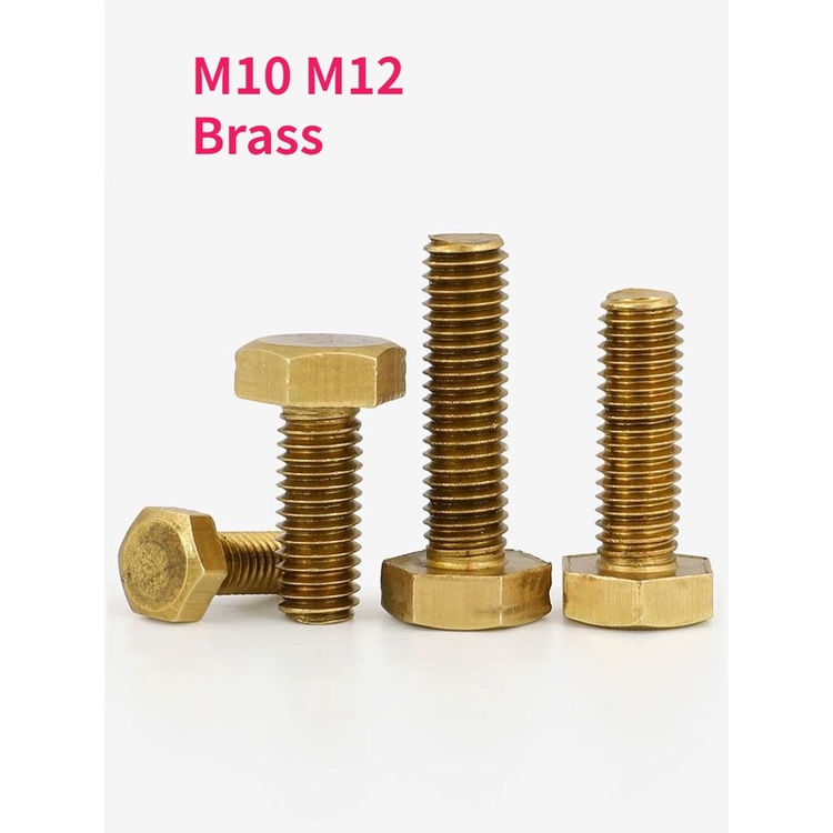 M10 M12 Brass Full Thread External Hex Hexagon Screw Copper Full Tooth Bolt Shopee Malaysia