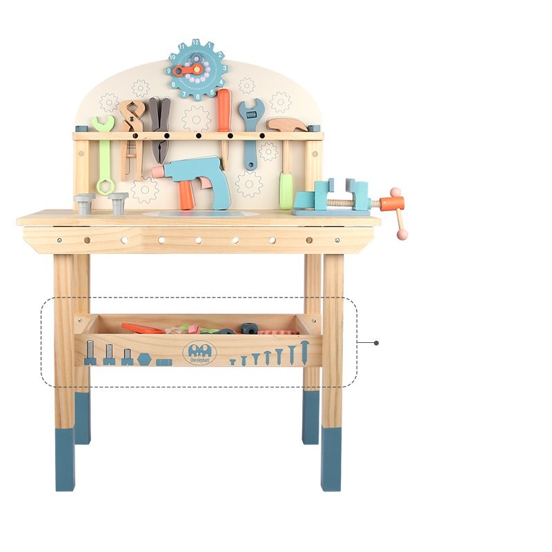 Wooden Carpenter Tool Box Kids Pretend Play Hand Tools Toys Repair Set ...