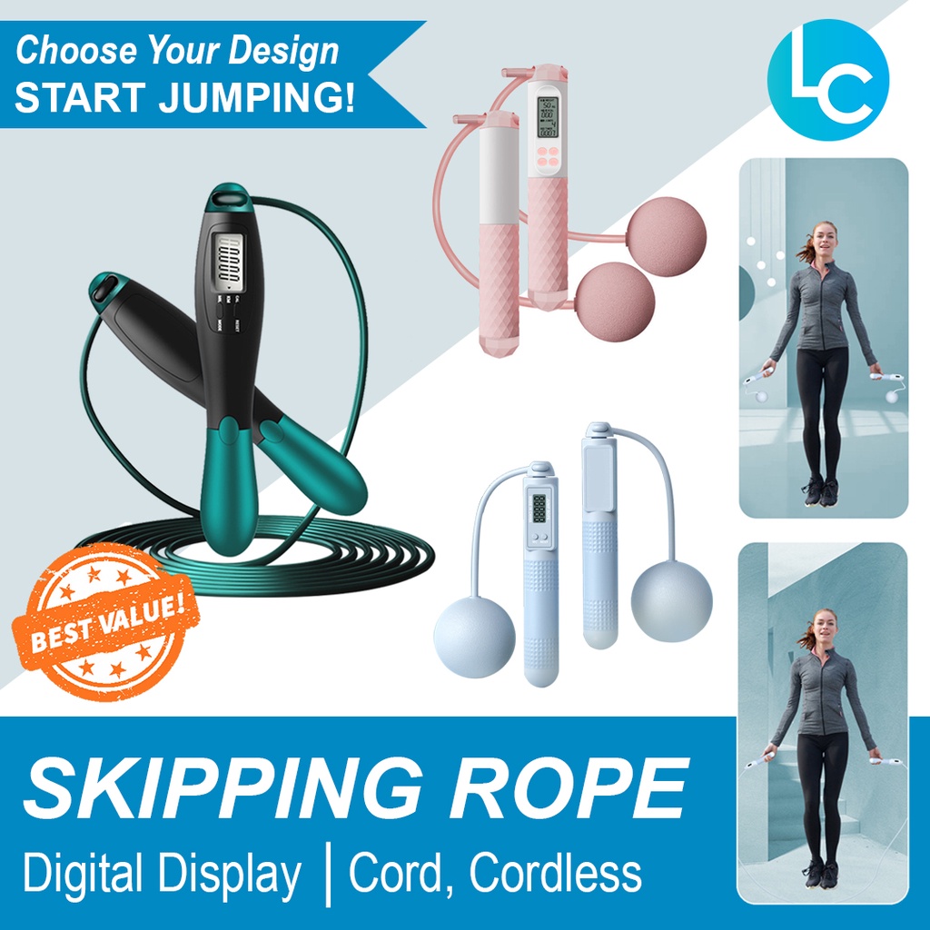 LC 2 in 1 Cordless / Cord Counter Jump Rope Professional Skipping Rope ...