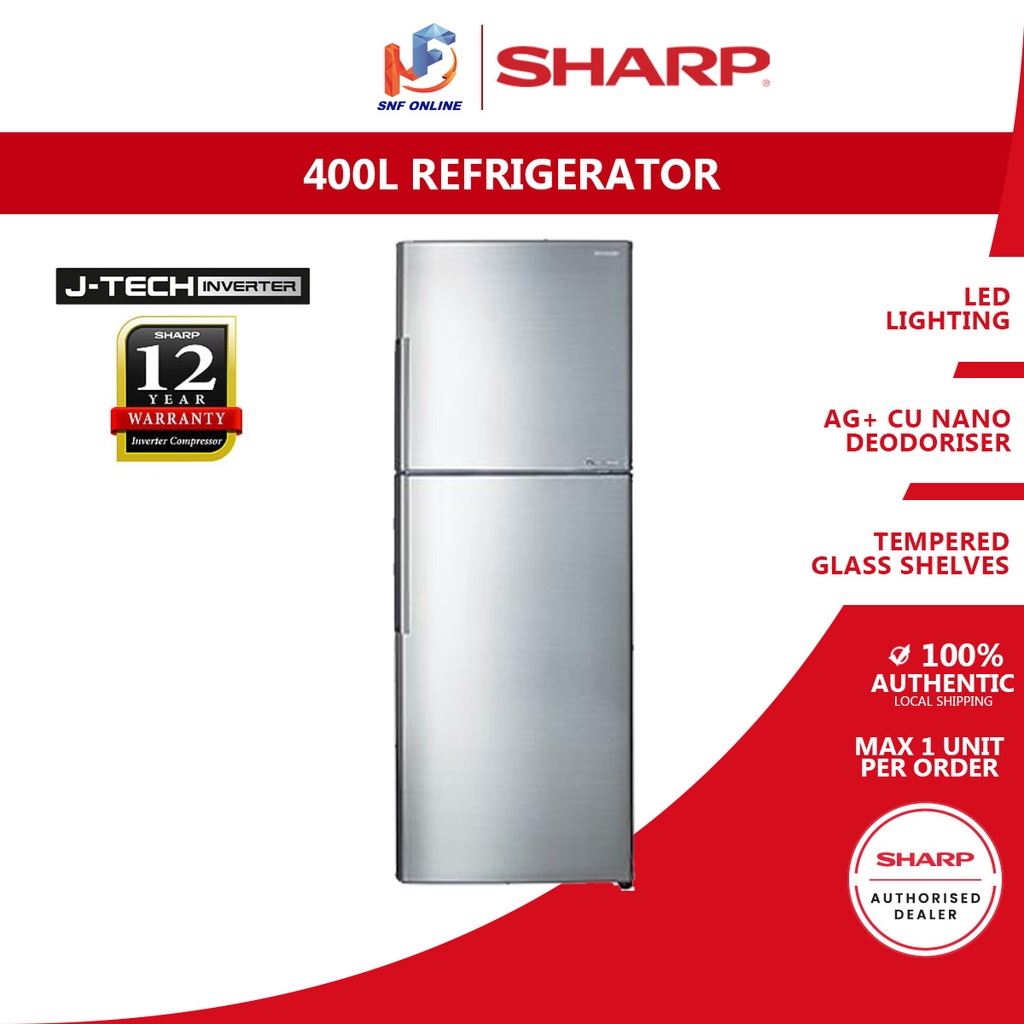 Sharp J-Tech Inverter 2 Door Refrigerator (400 L) SJ406MSS | Shopee ...