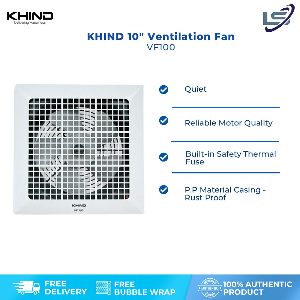 KHIND 10" Ventilation Fan VF100 Builtin Safety Thermal Fuse