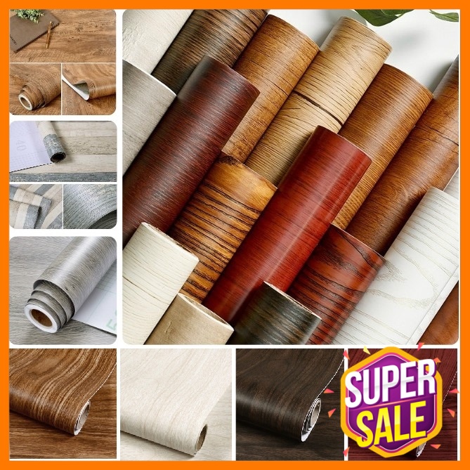 [Top🔥] PVC Wood Grain Waterproof Wallpaper Stickers Self Adhesive ...
