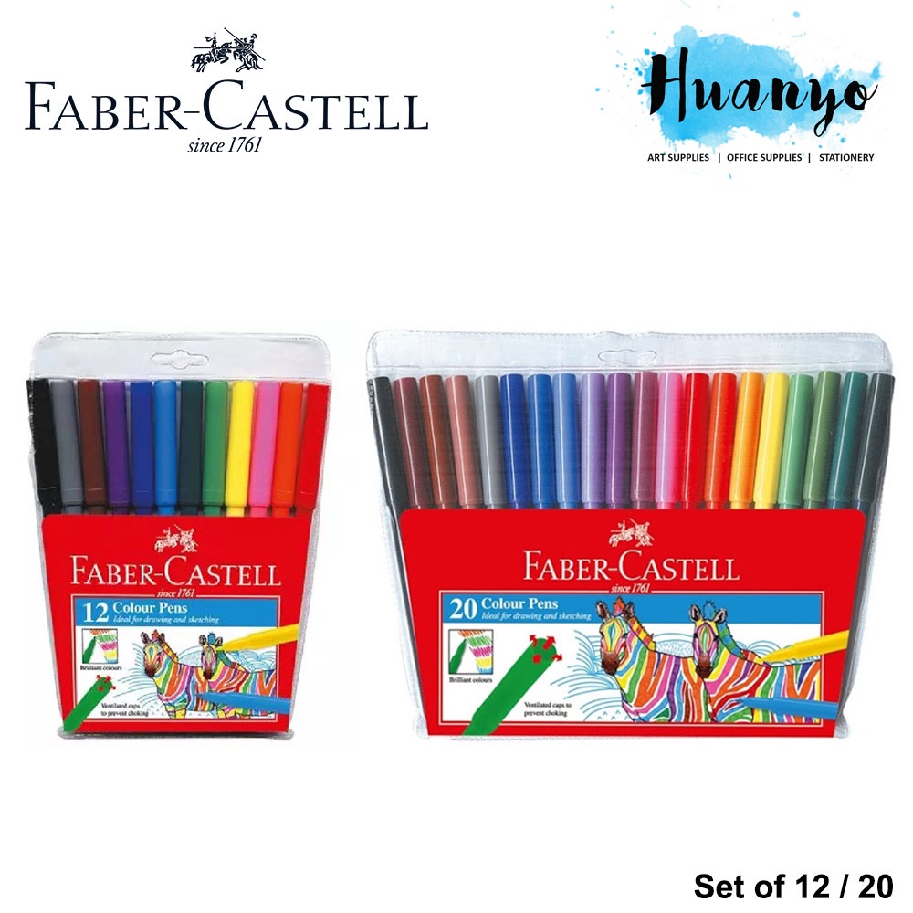 Faber Castell Fibre Tip Colour Pens Pack of 12 / 20 Colours