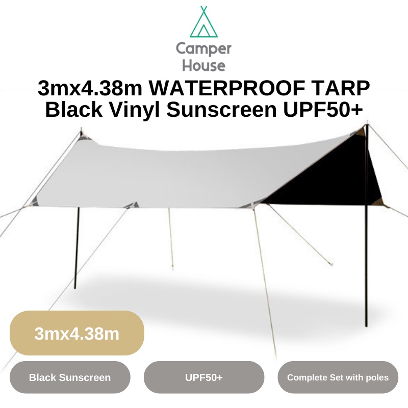 [Ready Stock] Camping Outdoor Waterproof Black Vinyl UV Protection Tarp