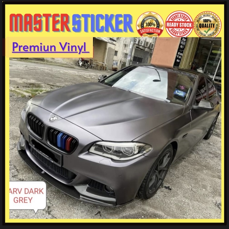 Car Vehicle 30x152CM Satin Dark Grey Wrap Film Car Sticker ⚡READYSTOCK⚡ ...