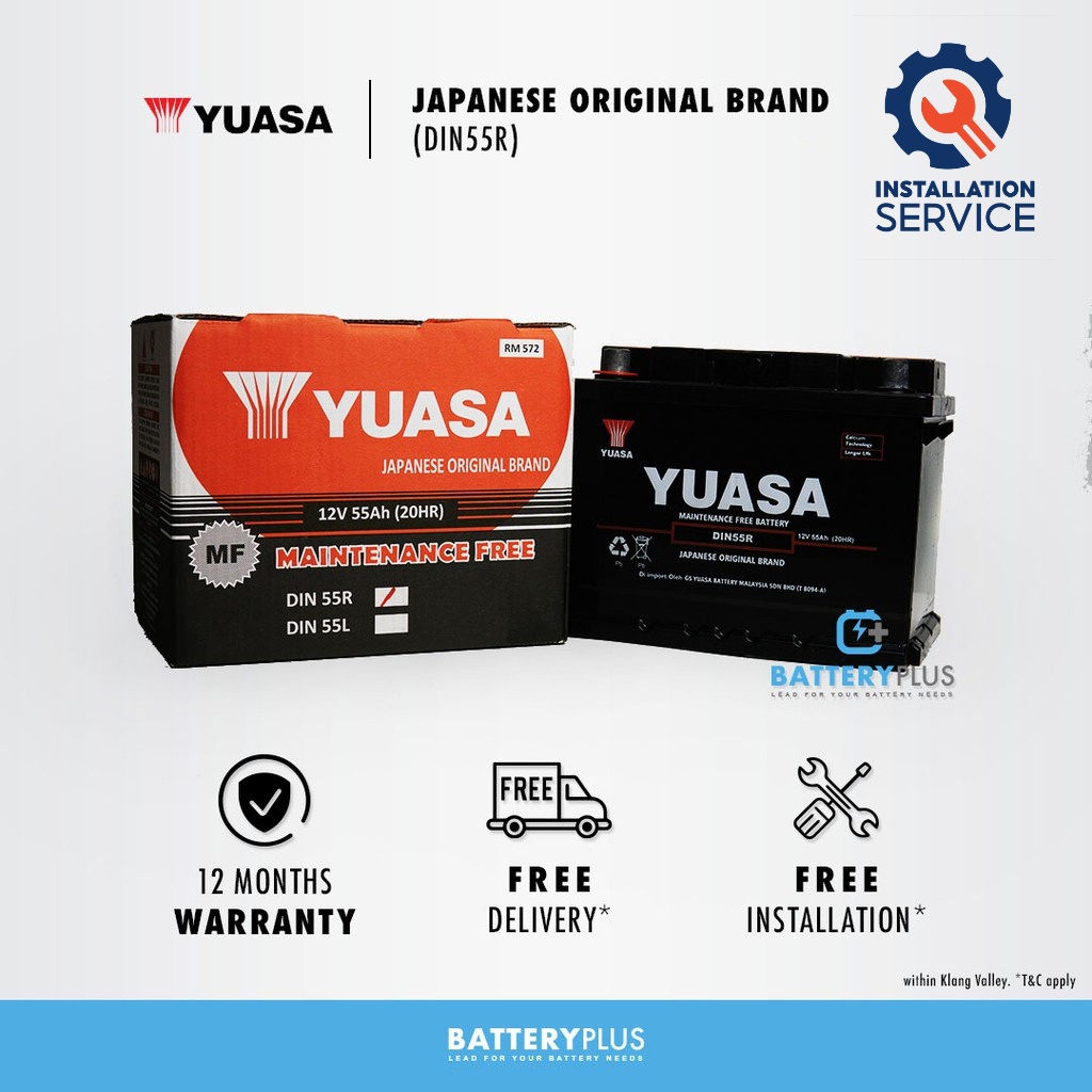 [ Installation Provided ] DIN55R | DIN55L | DIN55 Yuasa MF Car Battery ...