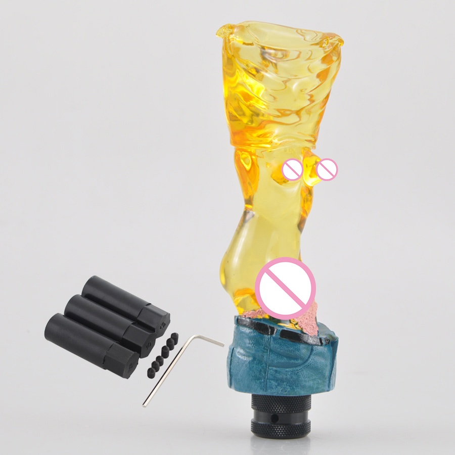 Universal Yellow Crystal Clear Naked Lady Sexy Girl Goddess Gear Shift Knob Shifter For Sedan(02)