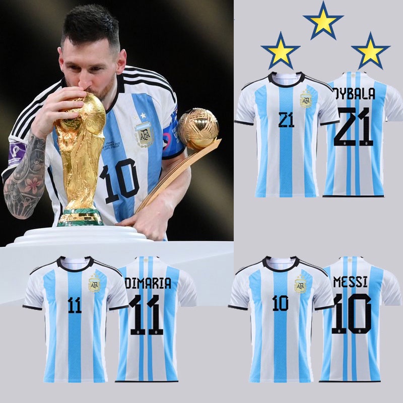 2223 Argentina Away No. 10 Messi 11 Di Maria Football Jersey Set