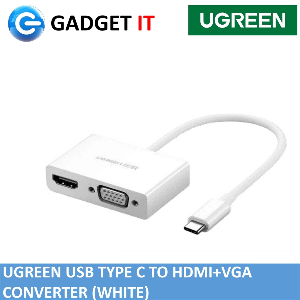 UGREEN USB TYPE C TO HDMI + VGA CONVERTER (WHITE) ADPUGMM12330843