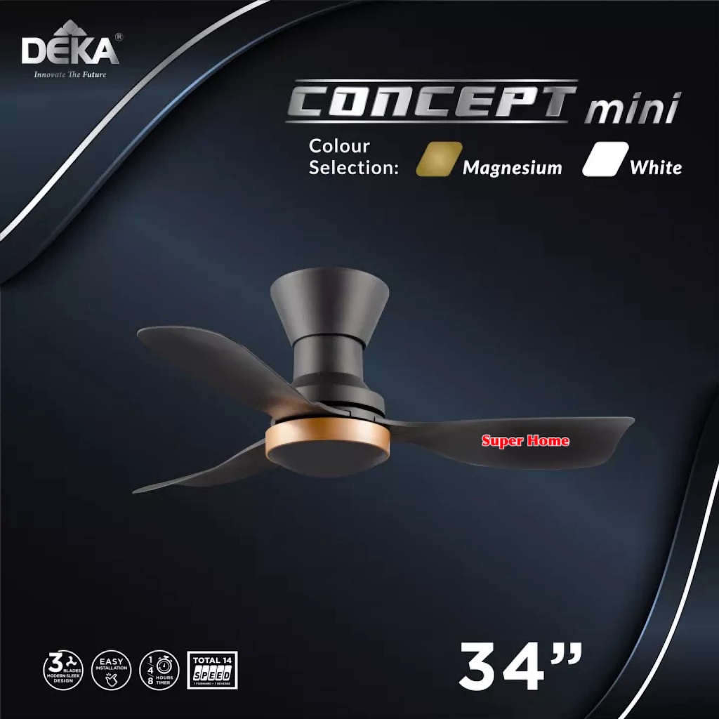 Deka CONCEPT MINI Deka Fan 34 inch 3 Blades DC Motor Ceiling Fan with ...