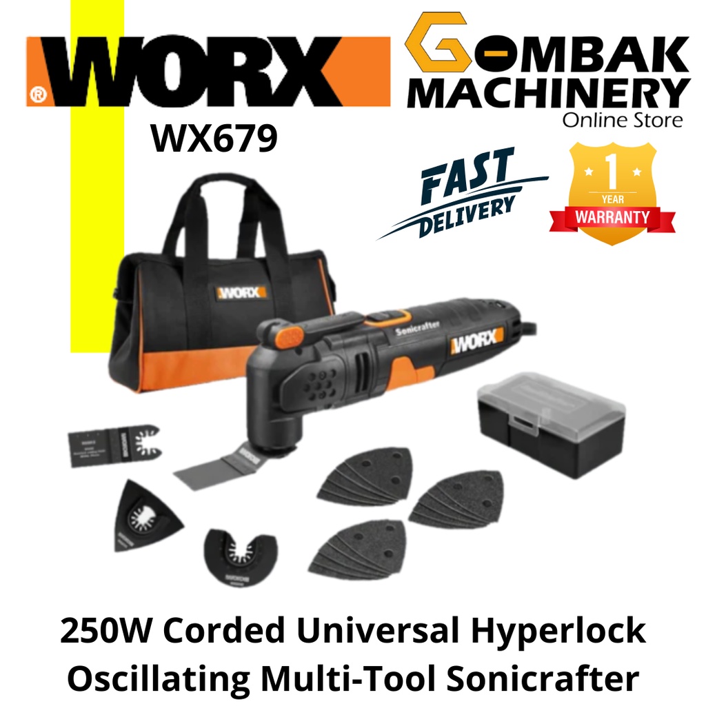 Worx 20V Power Share Sonicrafter Oscillating Multi-Tool Kit – Includes 7 Blades & Battery
