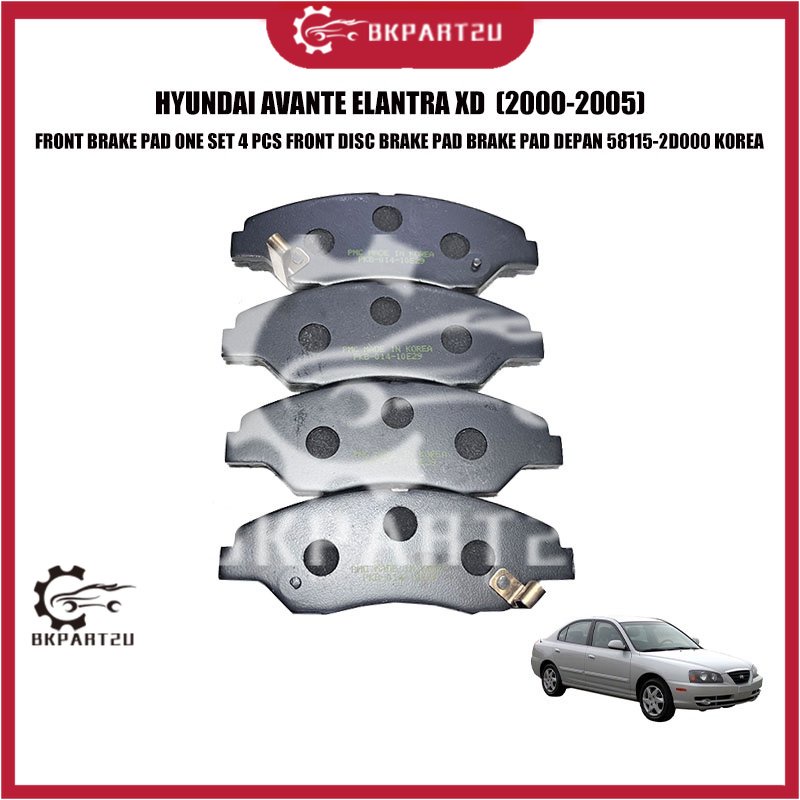 HYUNDAI AVANTE ELANTRA XD FRONT BRAKE PAD ONE SET 4 PCS FRONT DISC ...