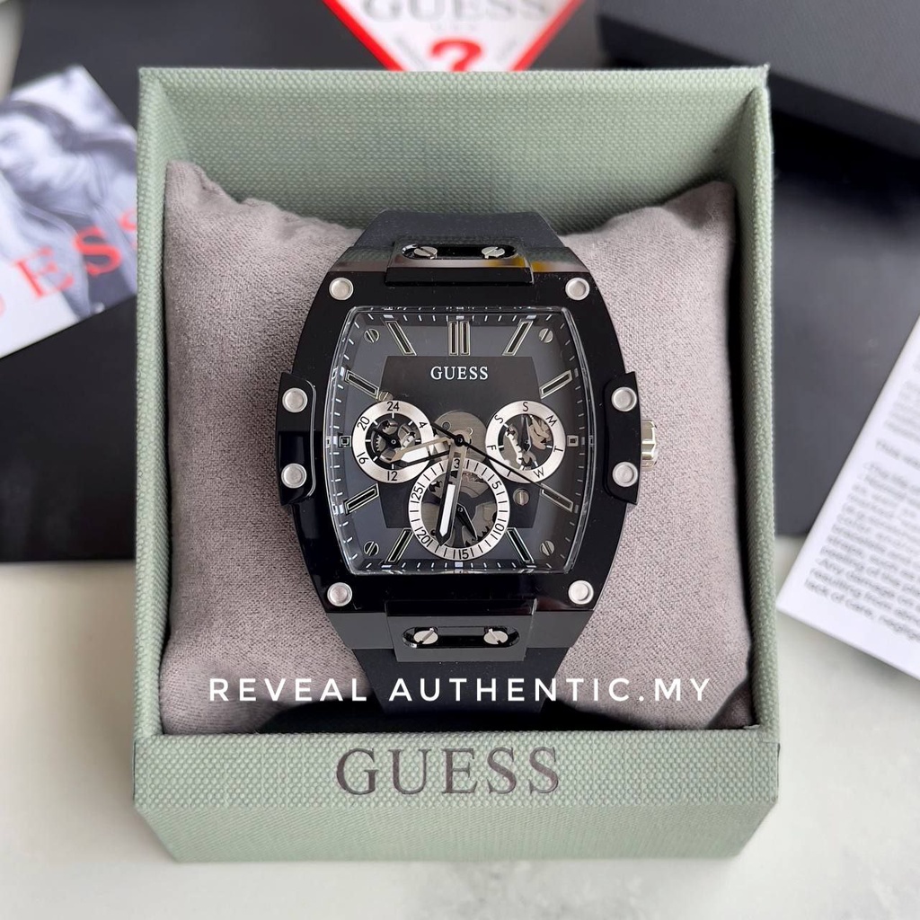 Guess Phoenix Multifunction Black Dial Black Rubber Strap Watch for Men - GW0203G3