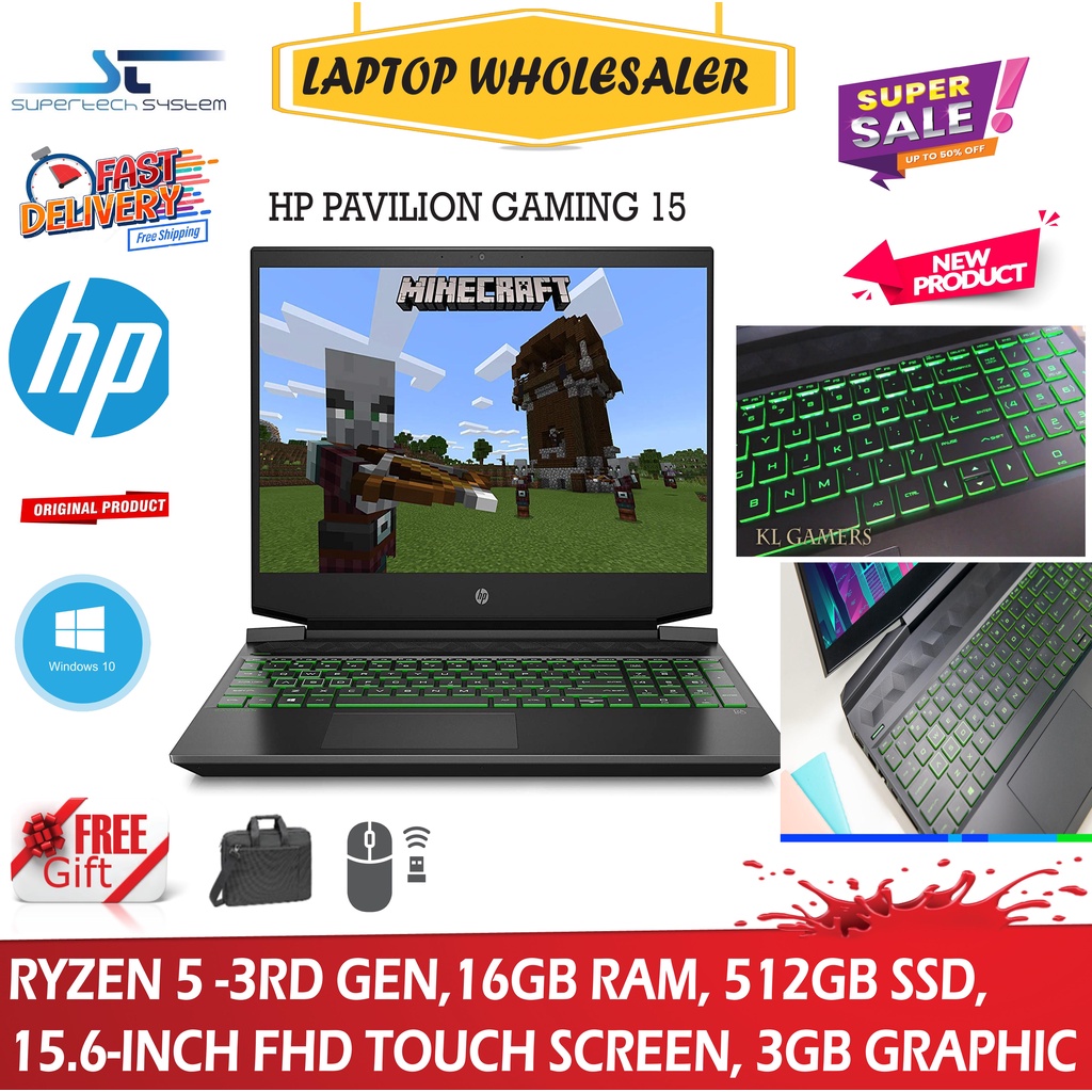 Hp Pavilion Gaming 15 Ryzen 5 3550h16gb Ddr4 Ram 512gb Ssd Nvidia Geforce Gtx 1050 3gb 