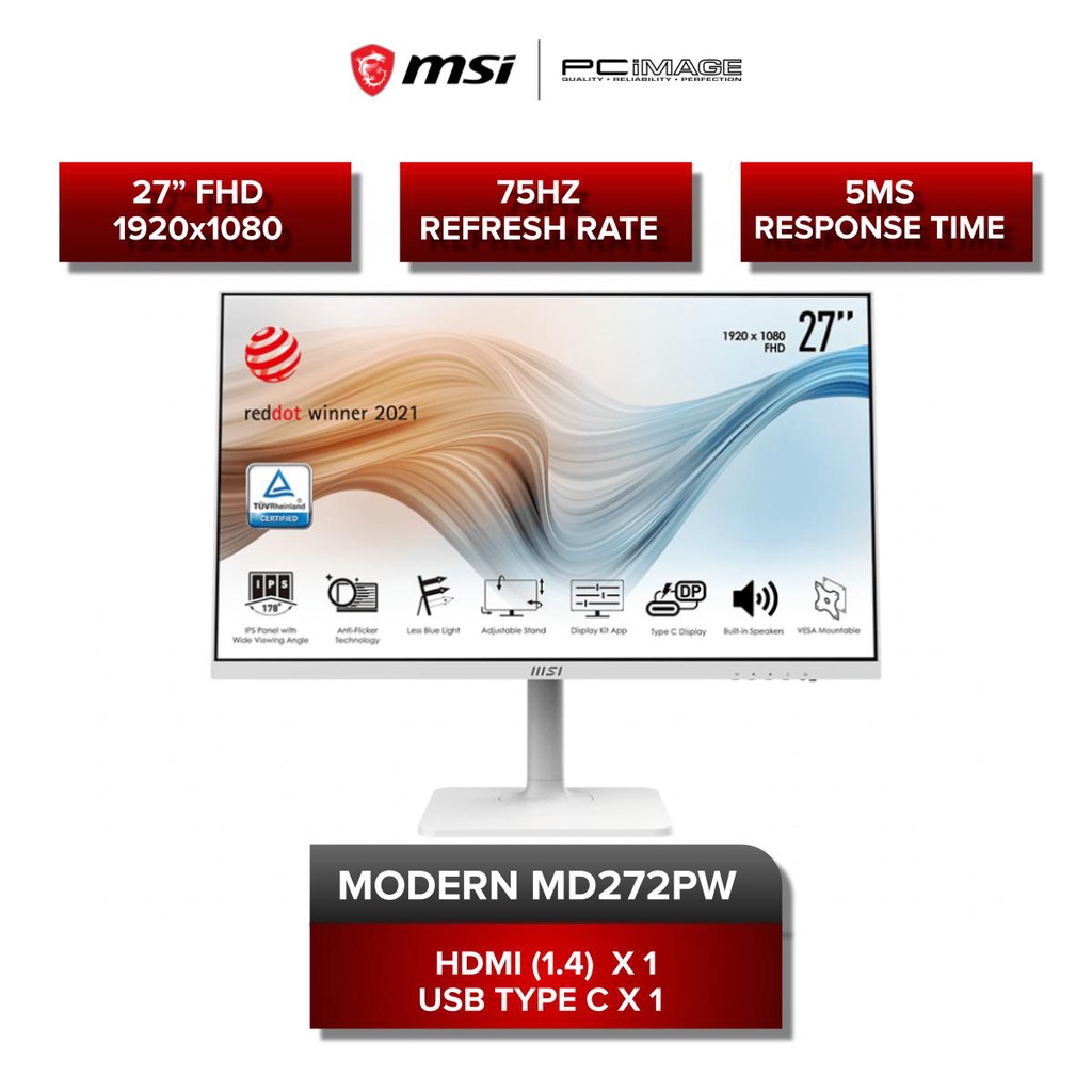 MSI MODERN MD272PW 27" IPS 5MS 75HZ FHD Monitor Shopee Malaysia