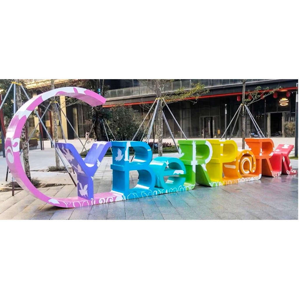 Glass steel letter seat custom creative backrest rest chair outdoor ...