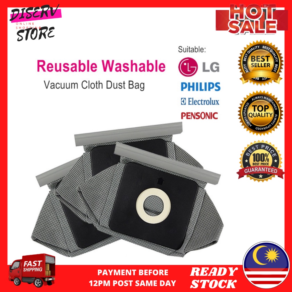 Vacuum Cleaner Cloth Dust Bag Reusable Washable Compatible LG