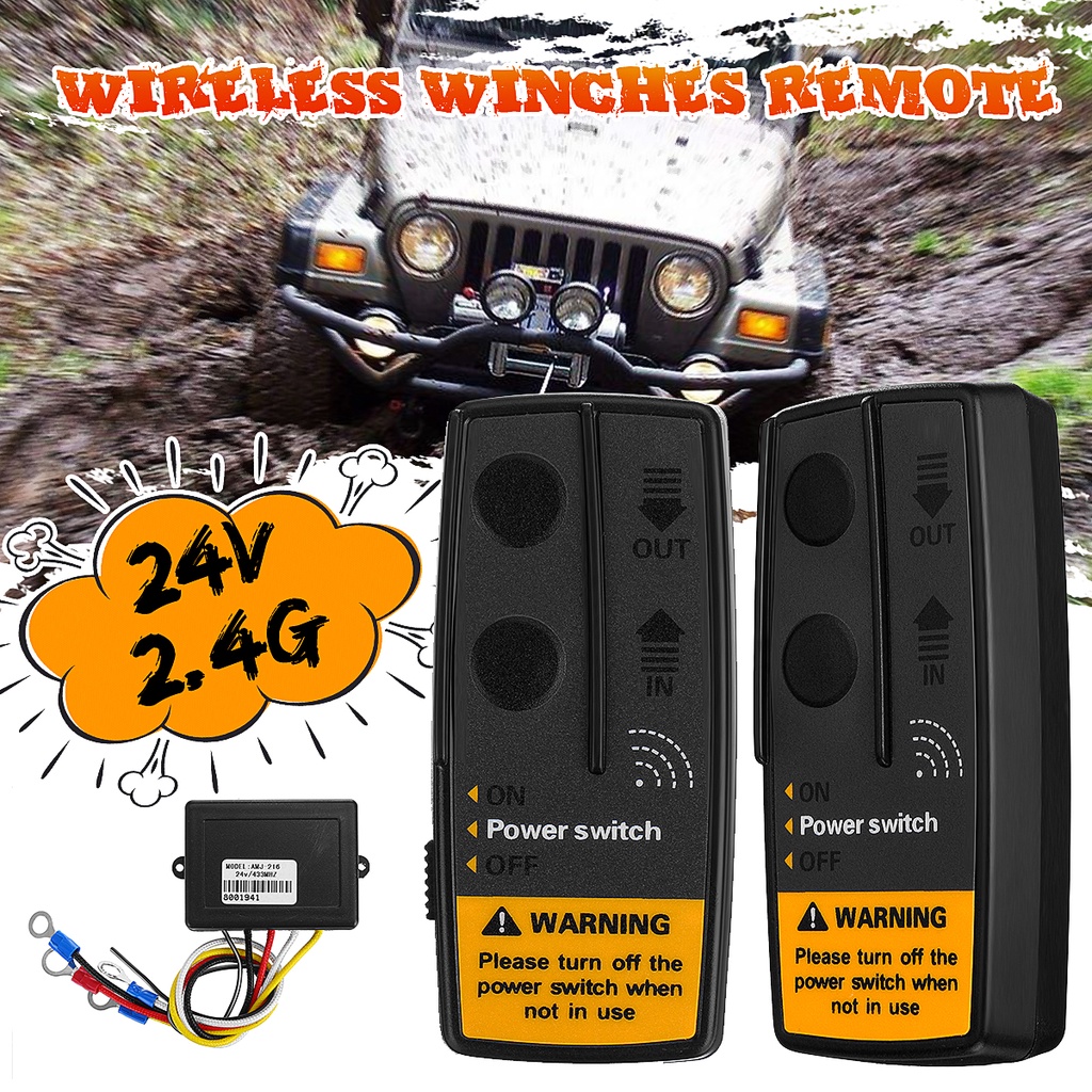 2.4G 24V 100Ft 50m Digital Wireless Winches Remote Control Recovery ...