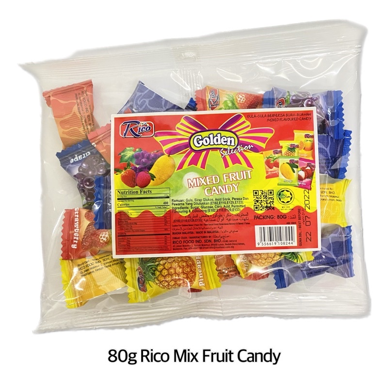 80g RICO MIXED FRUIT CANDY / GULA-GULA BERPERISA BUAH-BUAHAN | Shopee ...