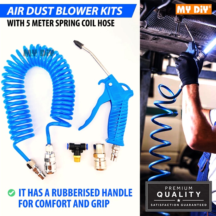 MYDIYSDNBHD Air Duster Spray Gun For Air Compressor 5 M Spring Coil Pu Hose Duster Blower Kits