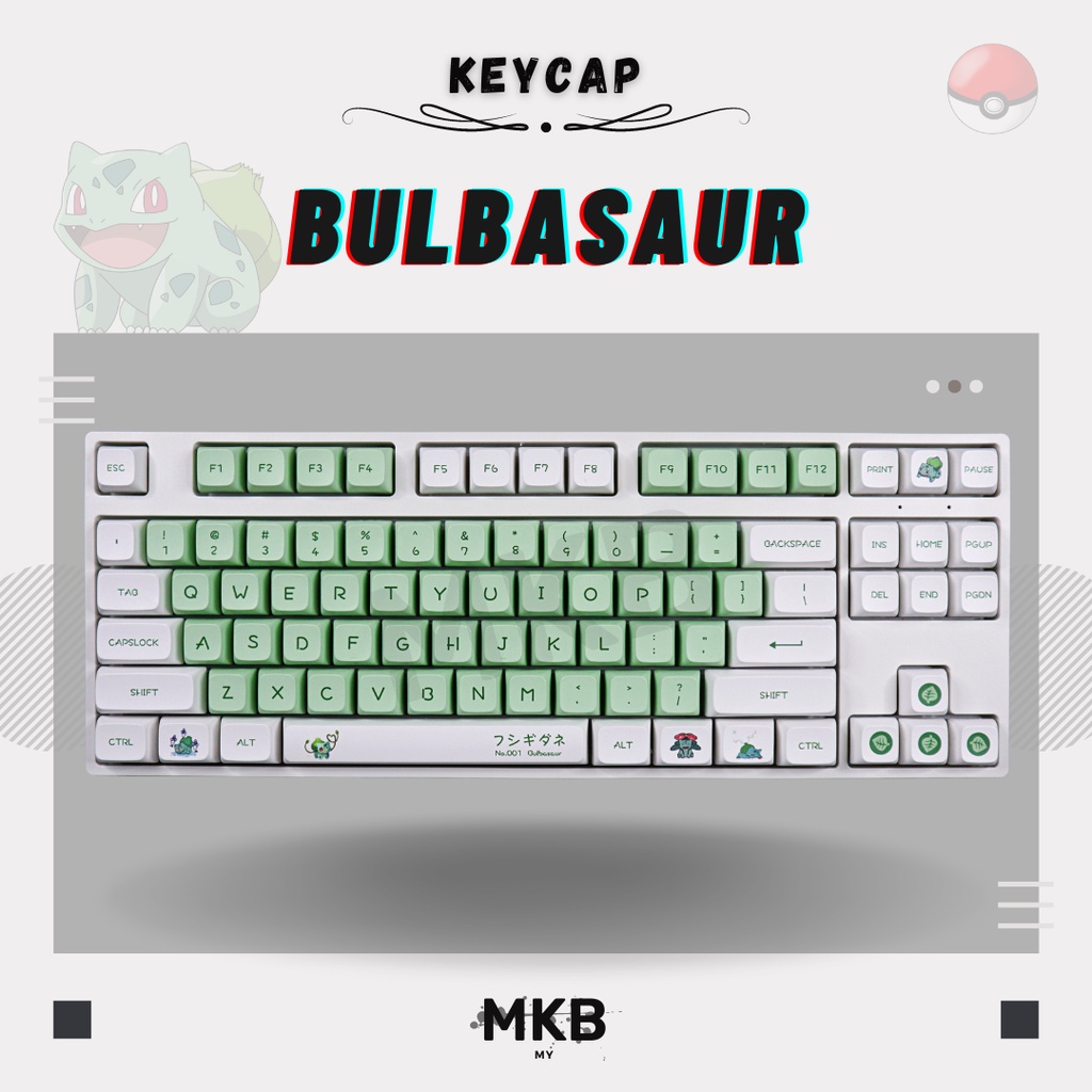 [READY STOCK] Pokemon Bulbasaur Anime PBT XDA Profile Keycap Set for