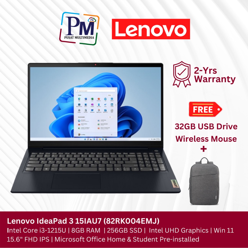 Lenovo IdeaPad 3 15IAU7 (Core-i3) 15.6" Laptop - Abyss Blue | Shopee ...