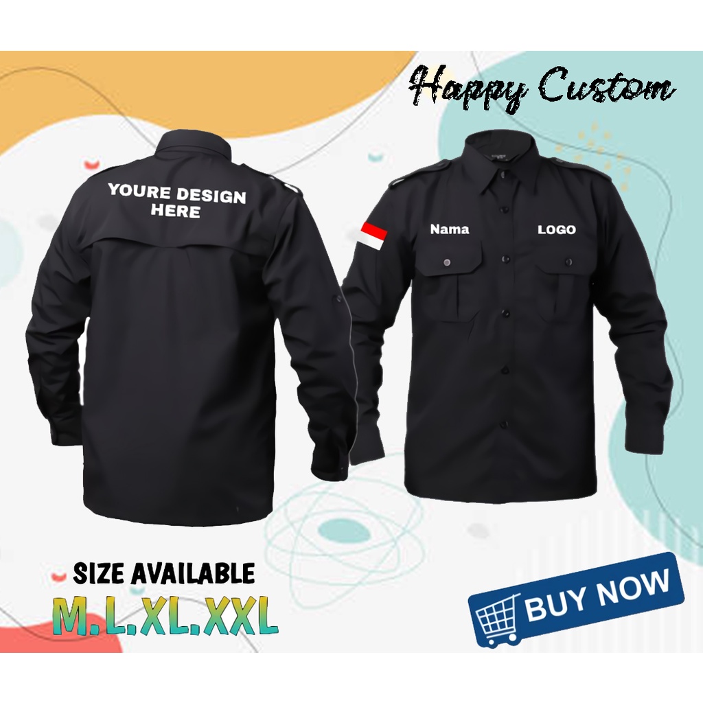 Kemeja Pdl Pdh Shirt Long Sleeve Plain Or Custom Embroidery Or Custom