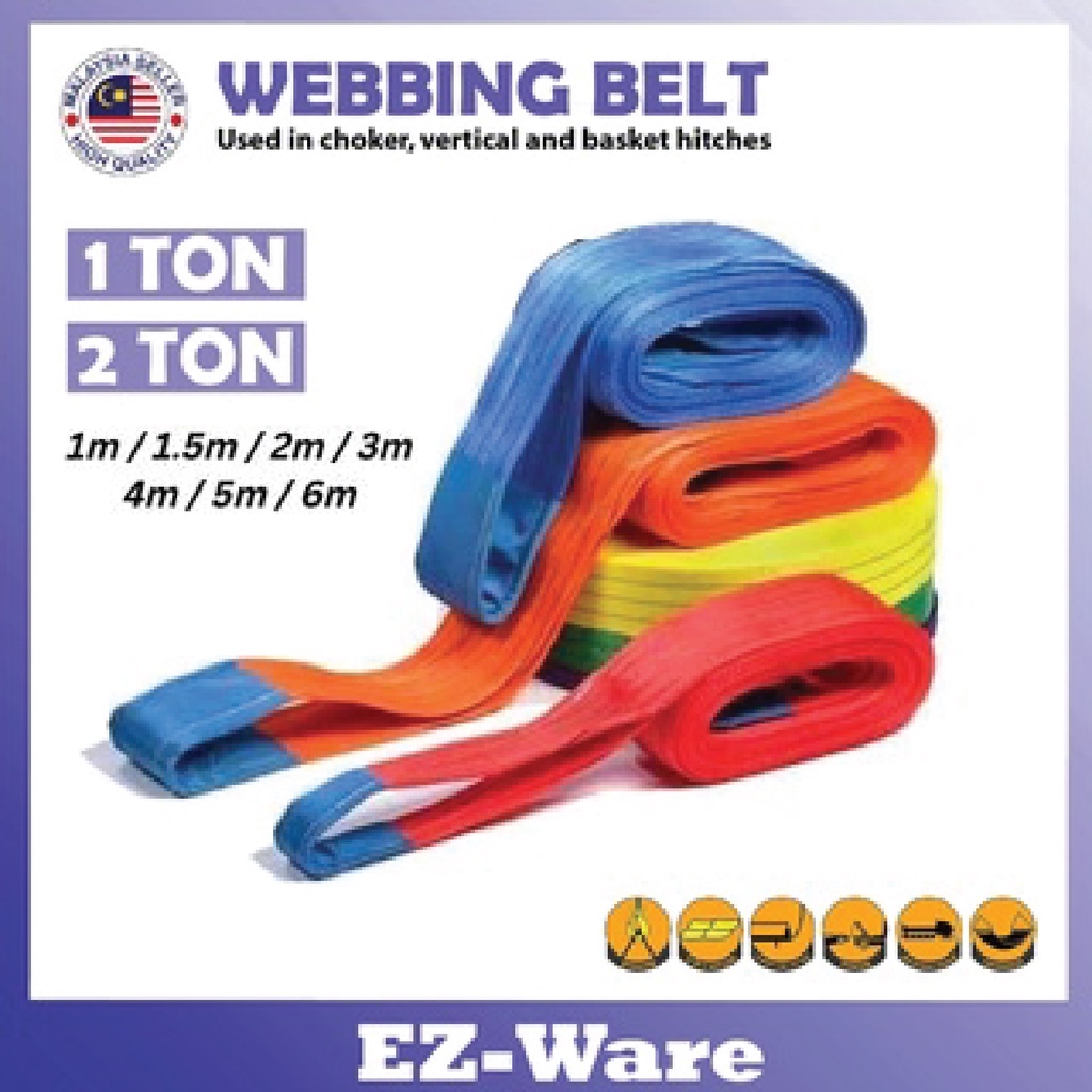 Polyster Webbing Belt / Webbing Sling / Tali Angkat Barang - 1Ton & 2 ...