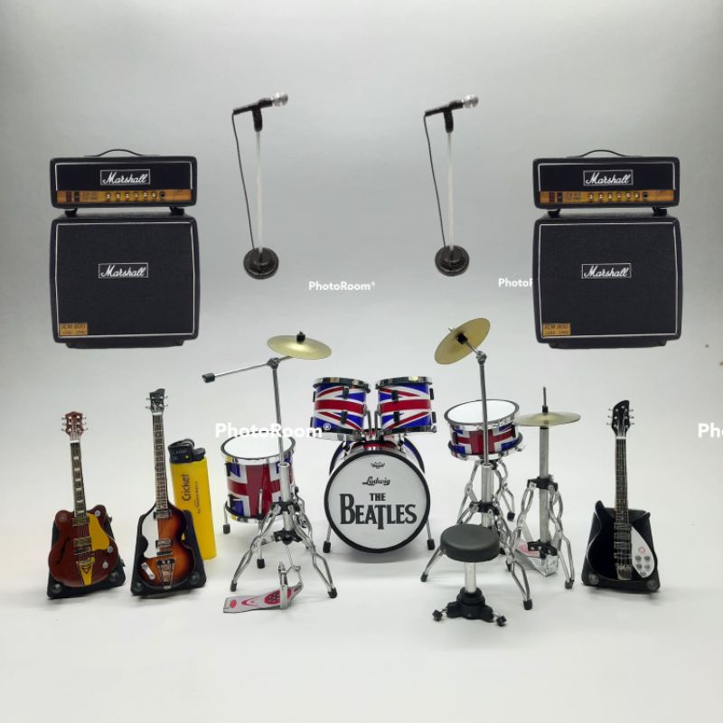 Miniature drum set the beatles UK FLAG+ Miniature Guitar Musical ...