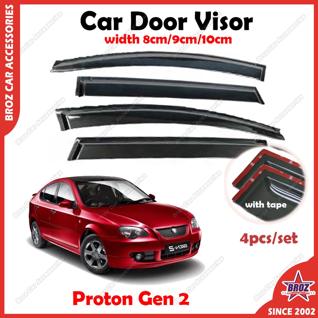 For Proton Gen 2 Car Door Visor Wind Deflector Rainproof Sunproof 