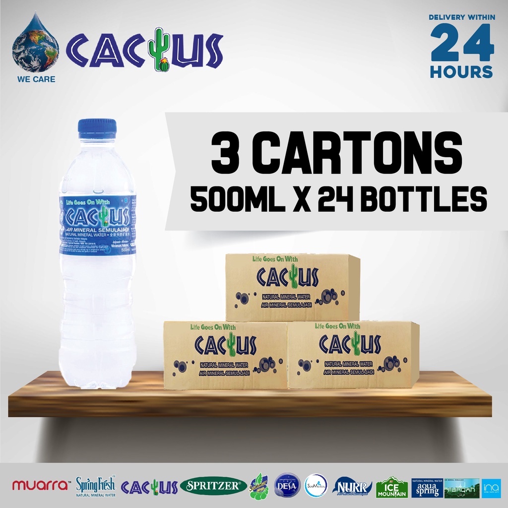 CACTUS Mineral Water (500ml x 24 Bottles x 3 Cartons) | Shopee Malaysia