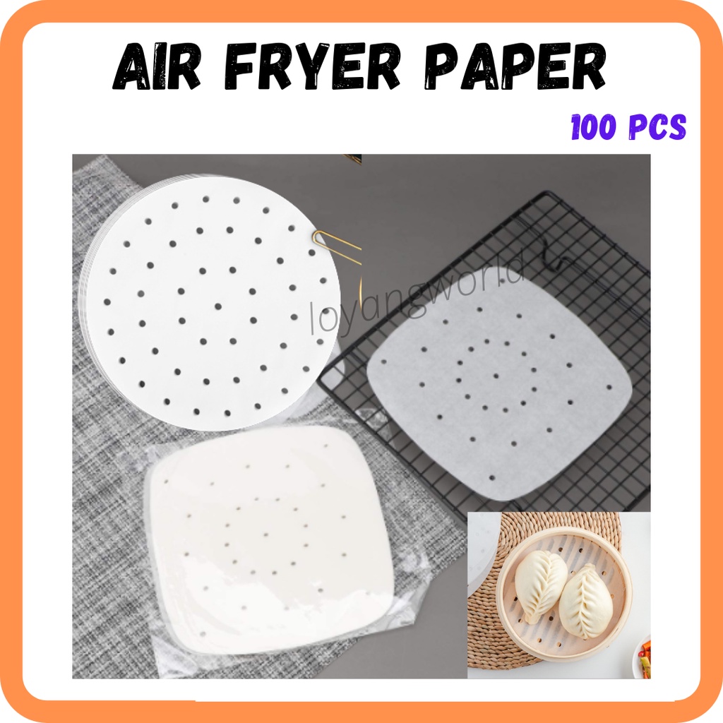 100 Pack Round Air Fryer Liners with Holes for Air