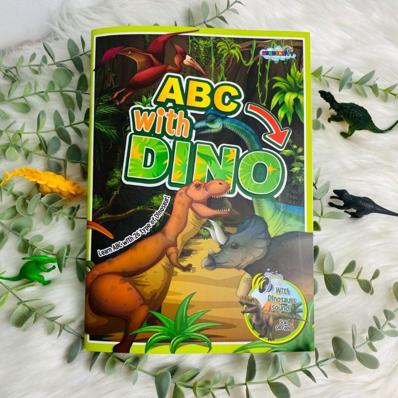 BUKU ABC WITH DINO (scan QR code untuk bunyi Dinosaur) | Shopee Malaysia