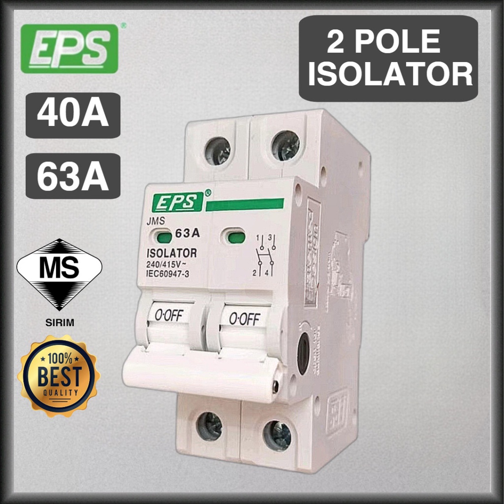 EPS 2POLE [ 40A / 63A ] 2P ISOLATOR / MAIN SWITCH CIRCUIT BREAKER