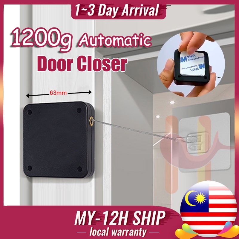 Automatic Door Closer 1200g Punch Free Self Adhesive Penutup Pintu ...