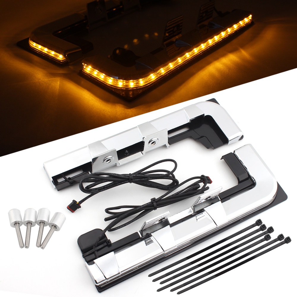 Motorcycle LED Engine Light Panels W/ Amber DRL/Turn Signals Trim For ...