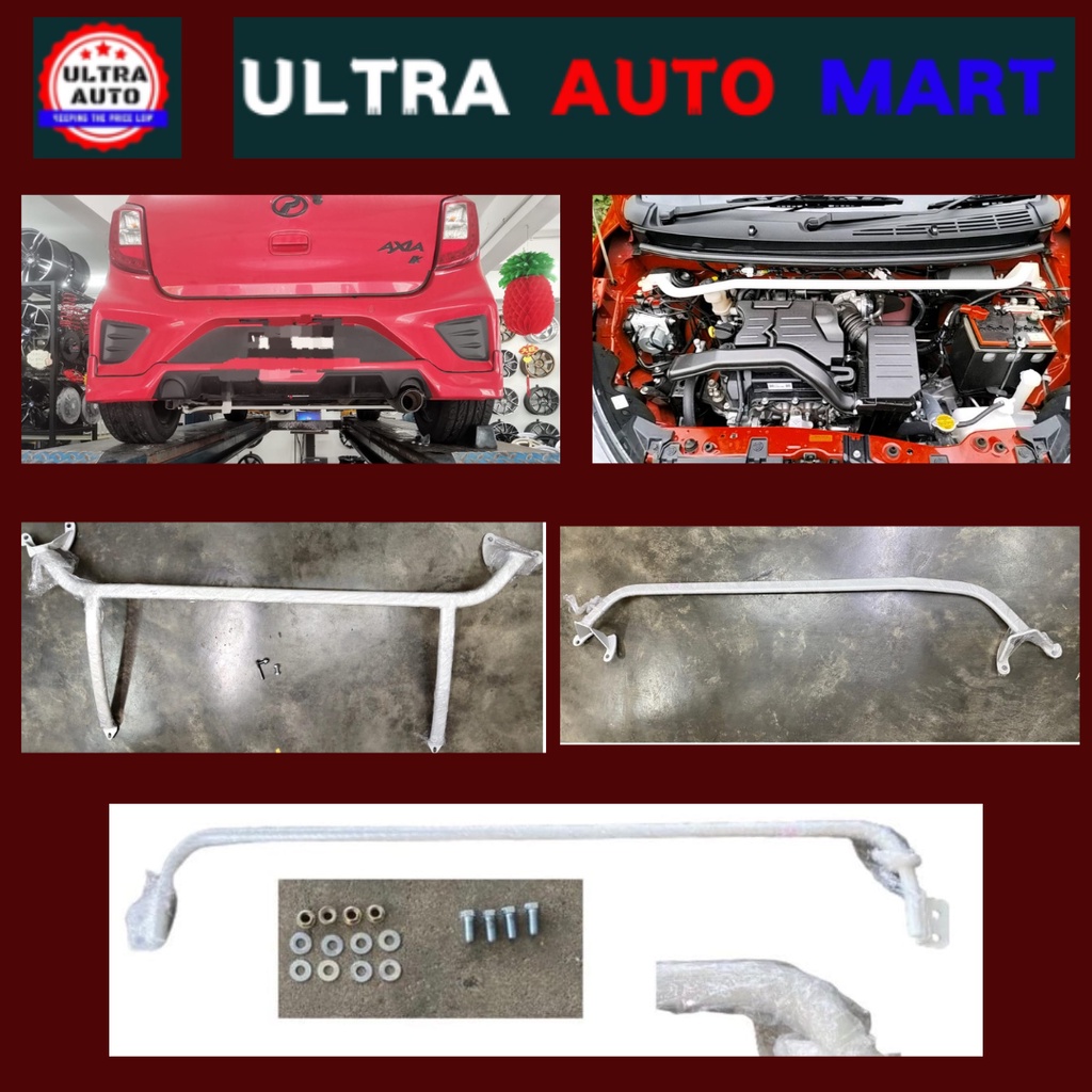 SAFETY BAR PERODUA AXIA 2014 2020 RACING BAR REAR ANTI ROLL BAR FRONT STRUT BAR 2 POINT 4