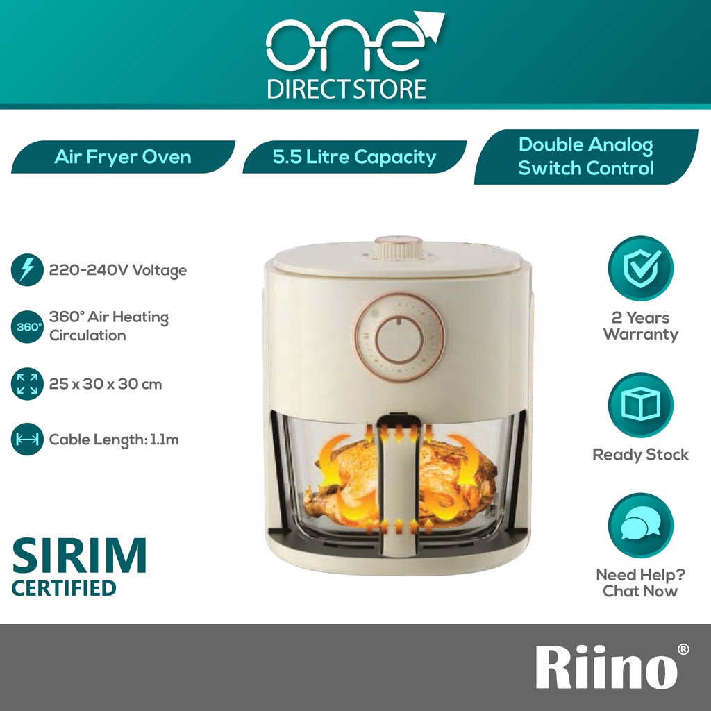 Riino GY2202 Rapid Glass AI Air Fryer Jazz Oven 5.5L Shopee Malaysia