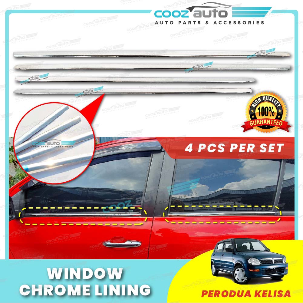 Perodua Kelisa Car Window Trim Chrome Black Door Belt Moulding 4pcs ...