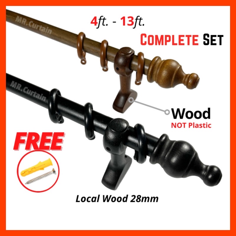 Wooden Curtain Rod / Batang Rod Kayu Langsir 28MM Murah READY STOCK