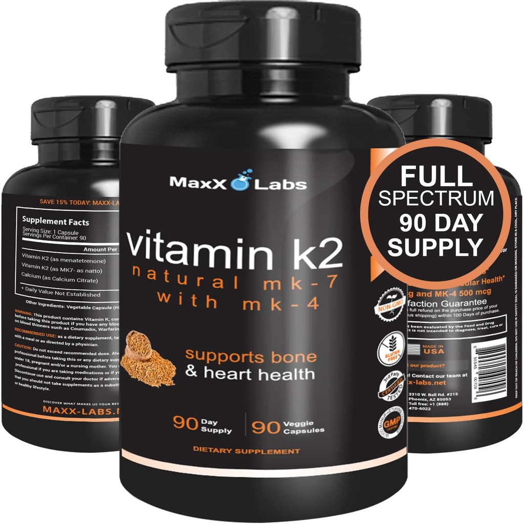 High Strength Vitamin K2600 mcg 90 Veggie Capsules Full Spectrum