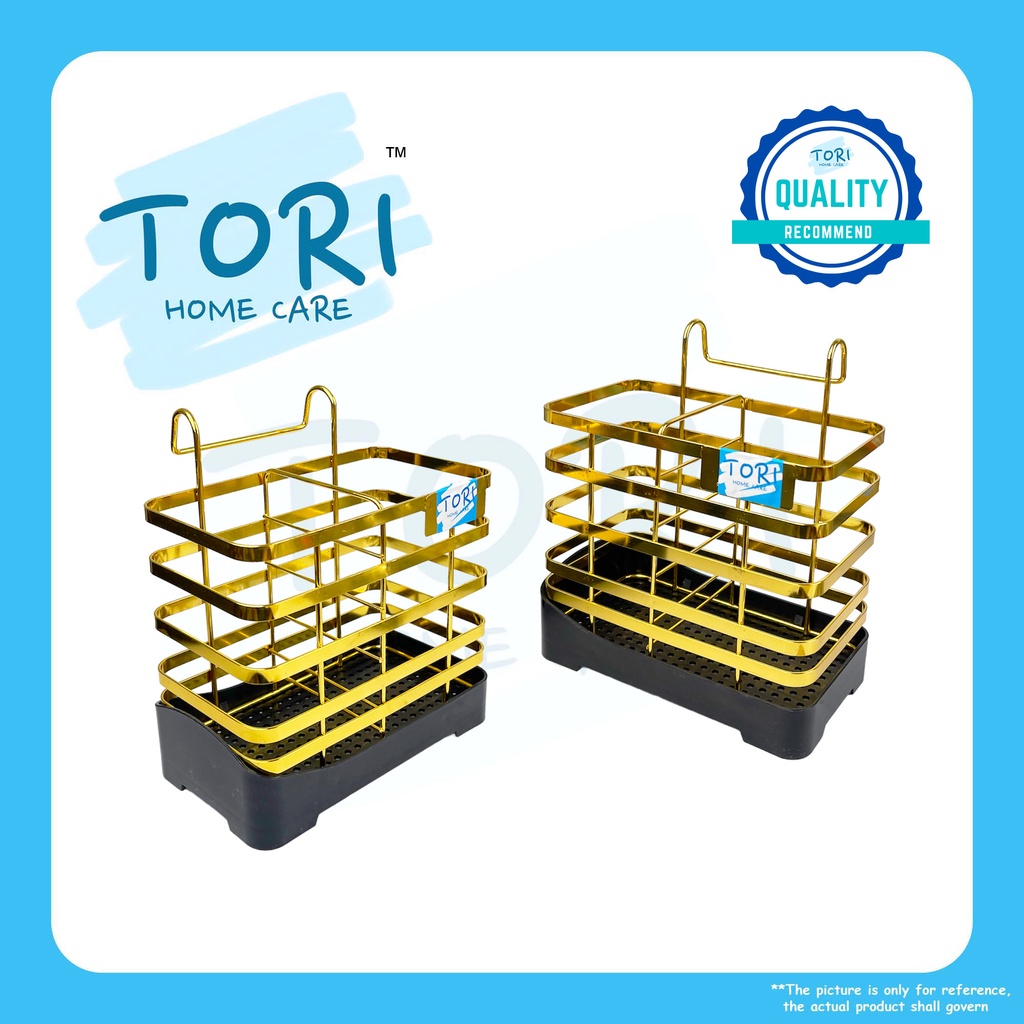 TORI HOME Gold Cutlery Holder Stainless Steel Chopstick Spoon Stand