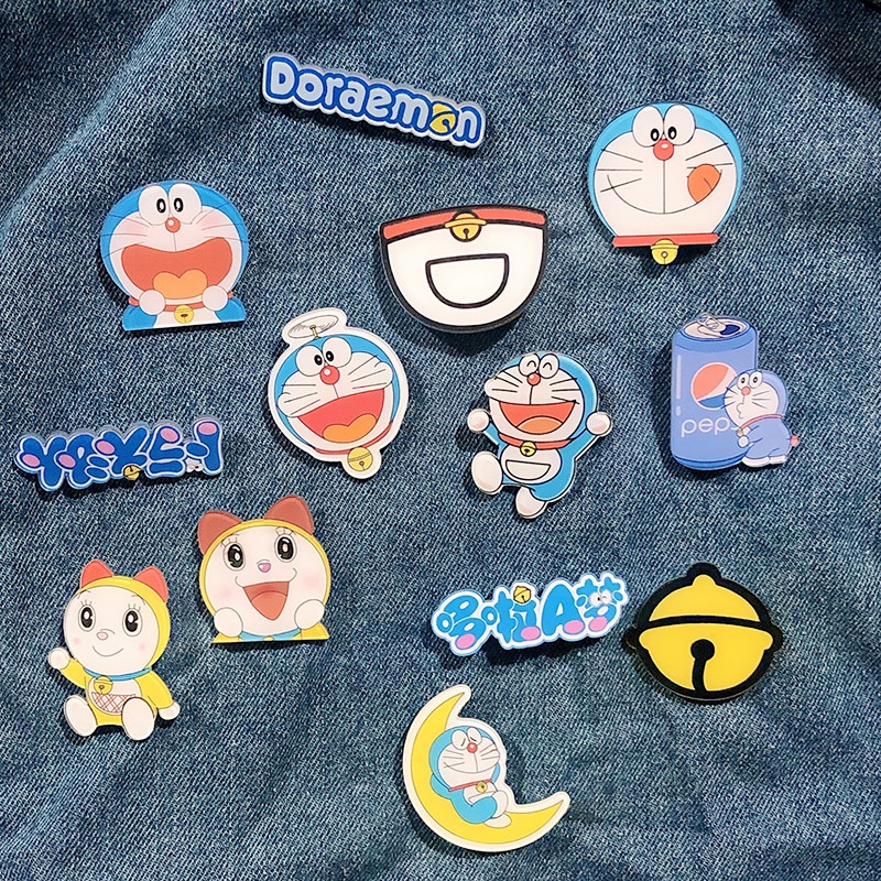[Ready Stock] Cute Cartoon Brooch Doraemon Badge Pin Student School Bag ...