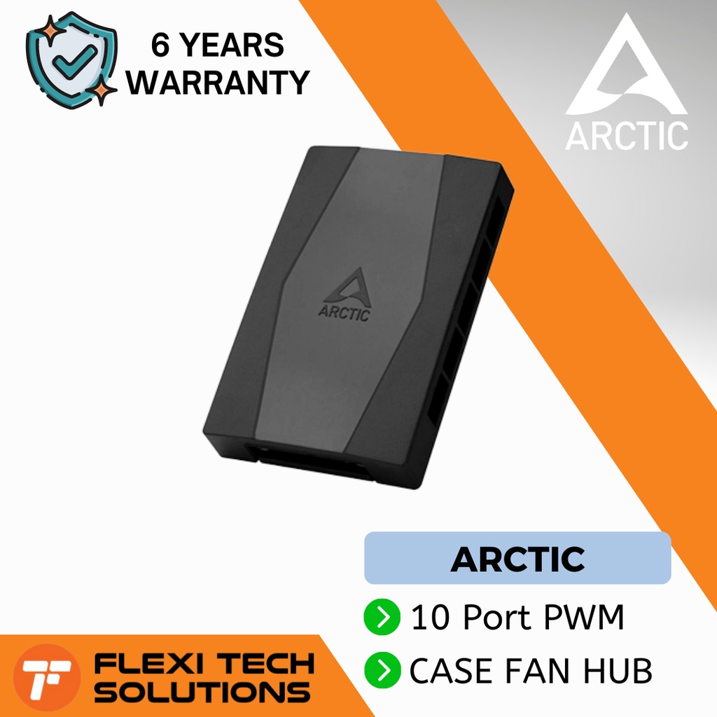 Flexi Tech ARCTIC Case Fan Hub 10 Port PWM Fan Hub with SATA Power