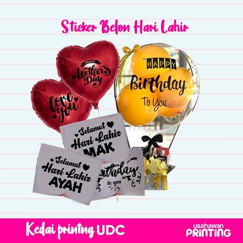 White Sticker Belon Ready Made Happy Birthday/Hari Lahir Code A6-A10