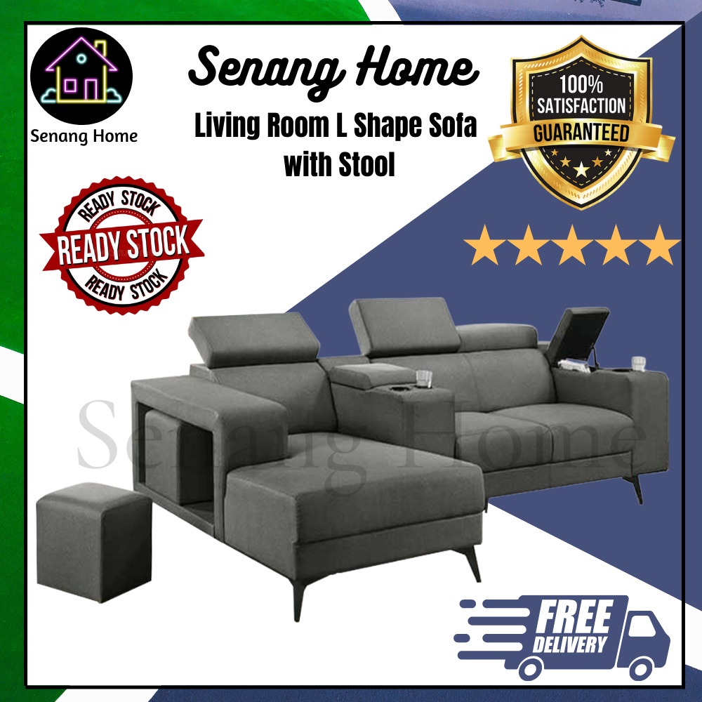 READY STOCK * 3 Seater Fabric Sofa Set *FREE Stool*(Sofa Murah) Sofa