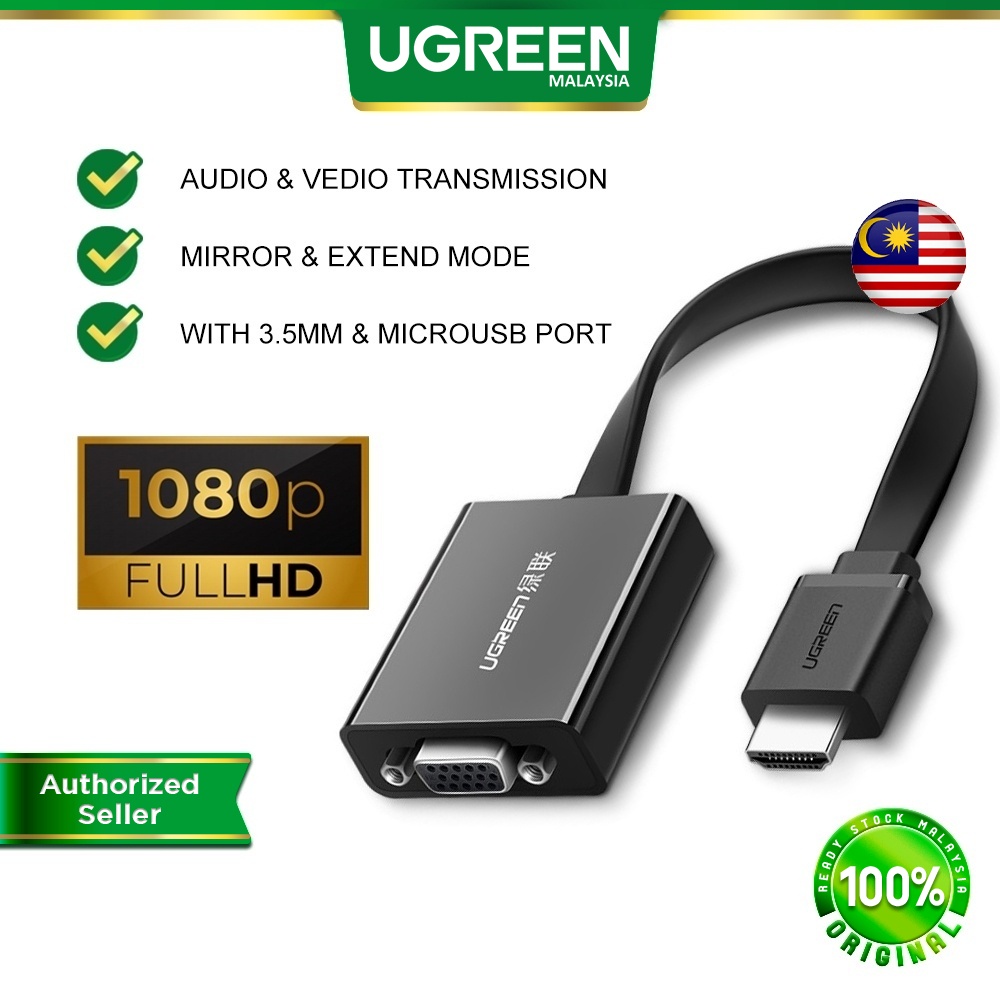 UGREEN-HDMI-to-VGA-3.5MM-Audio-Mirco-USB-converter-Black-40248