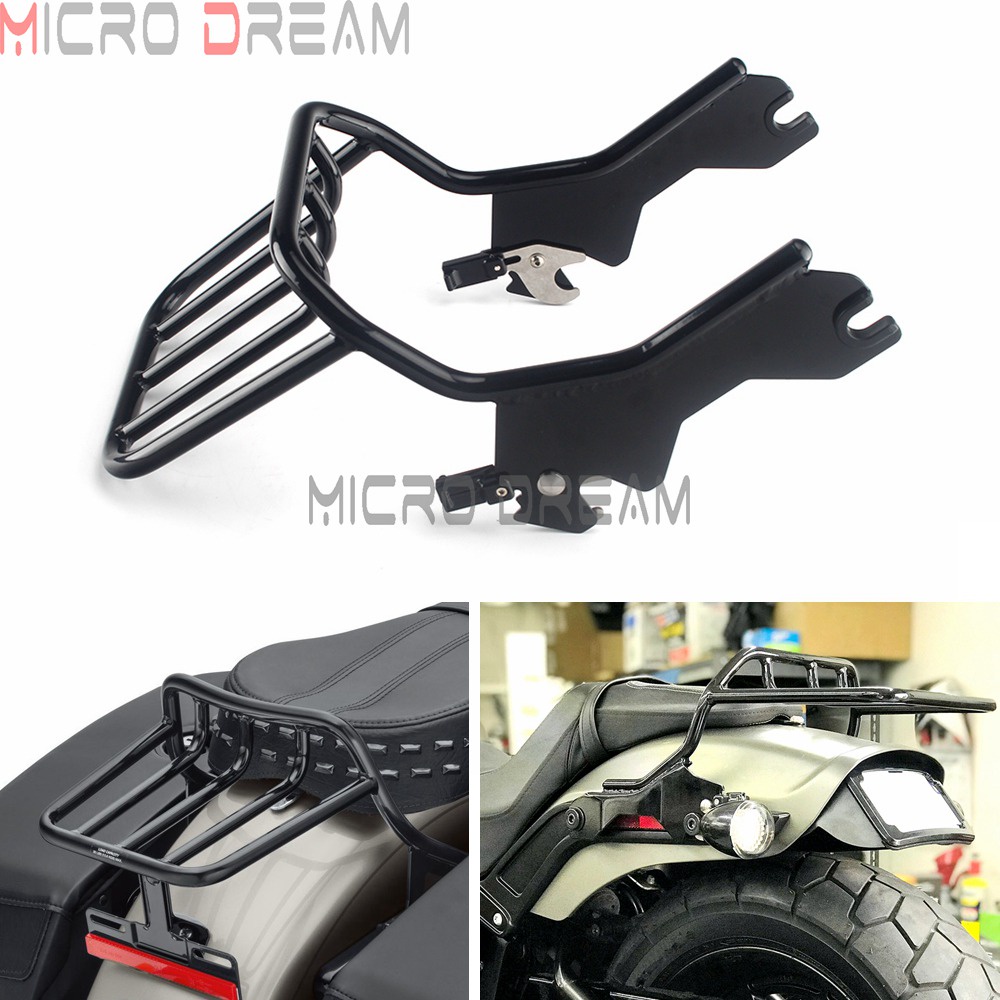 Black Holdfast Two-Up Luggage Rack for Harley Softail FLDE FLHC FLHCS ...