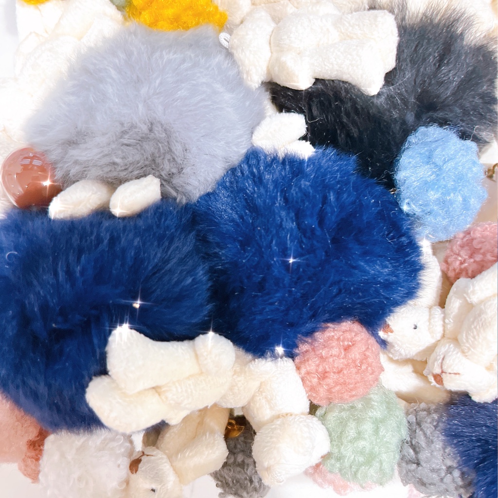 1 pcs fluffy pendant charm stuffed toy ball cotton fleece cute kawaii ...